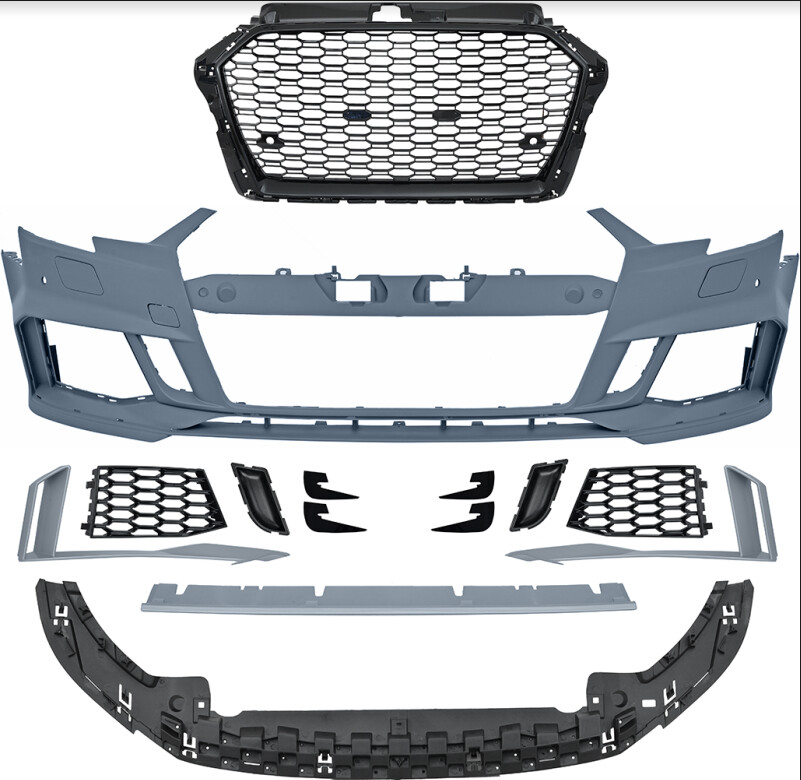 Kit Anteriore completo RS STYLE per A3 sportback Restyling 2016-2020 - per veicoli con assistenza parcheggio, per veicoli con impianto lavafari