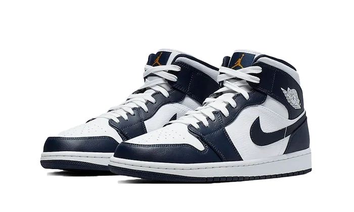 Air Jordan 1 Mid Obsidian White Metallic Gold