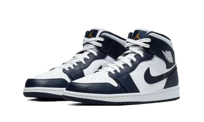 Air Jordan 1 Mid Obsidian White Metallic Gold