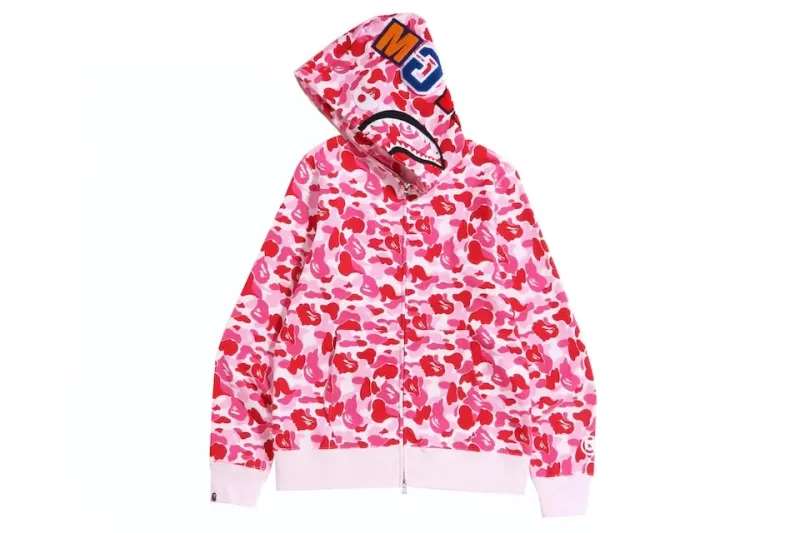 BAPE ABC Camo Shark Full Zip Hoodie Pink