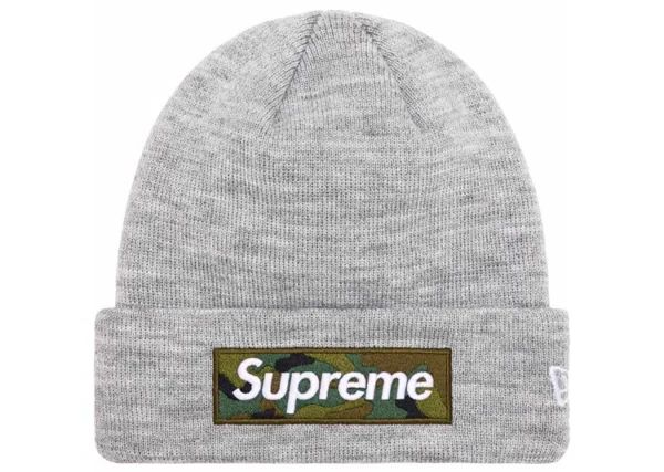 Supreme New Era Box Logo Beanie Heather Grey (FW23)