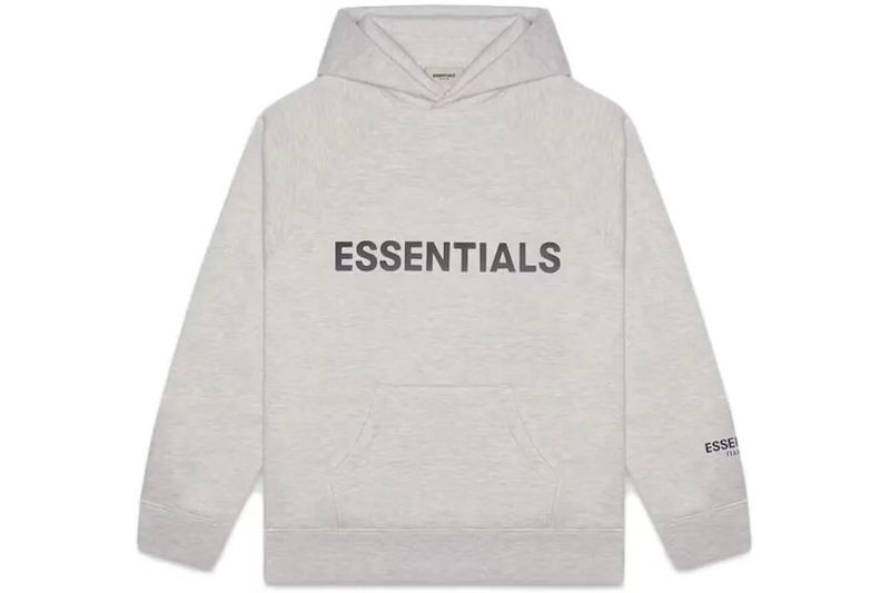 Fear of God Essentials Pullover Hoodie Applique Logo Heather Oatmea
