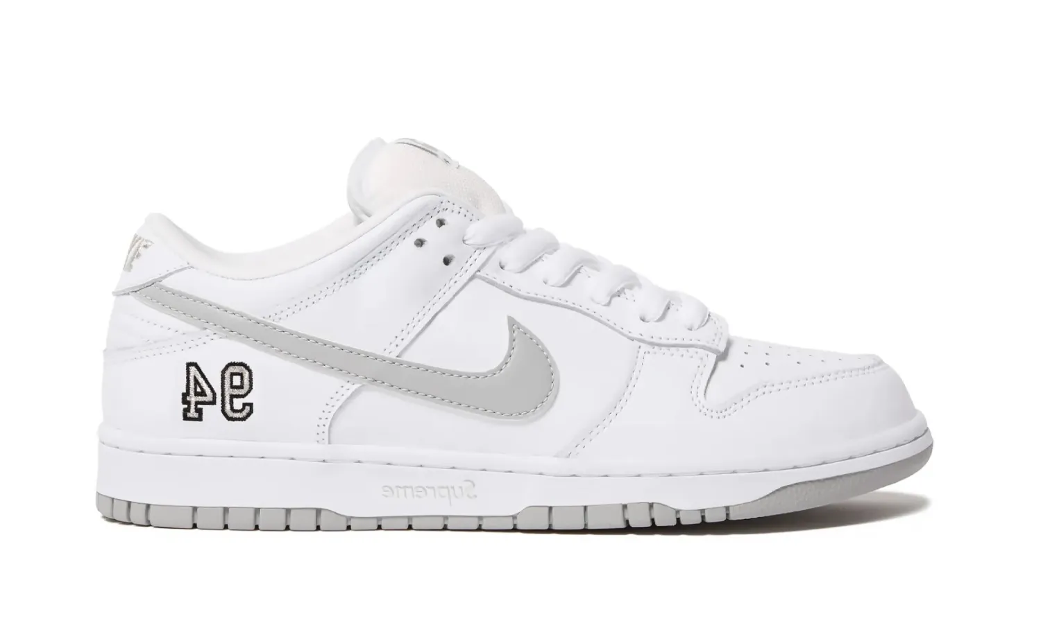Nike SB Dunk Low Supreme 94 White Metallic Silver