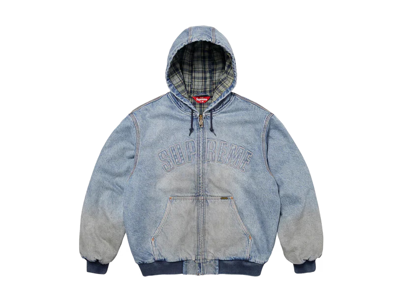 Supreme Reflective Arc Hooded Work Jacket Denim