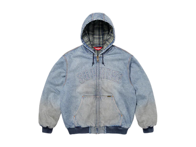 Supreme Reflective Arc Hooded Work Jacket Denim