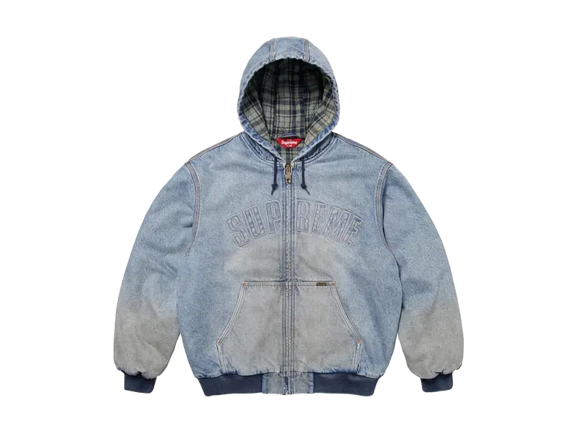 Supreme Reflective Arc Hooded Work Jacket Denim