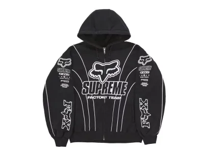 Supreme Fox Racing Zip Up Hooded Sweatshirt Black