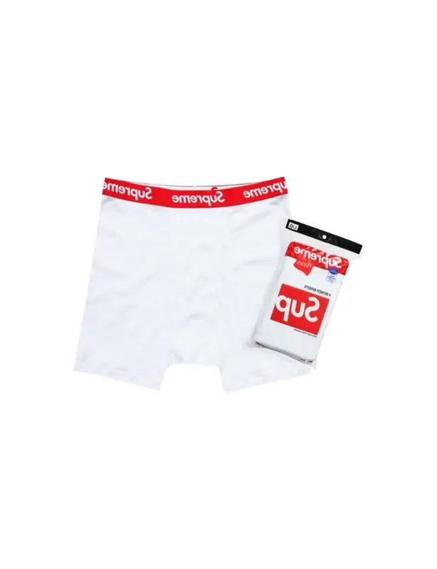 Bokserki Supreme x Hanes Białe