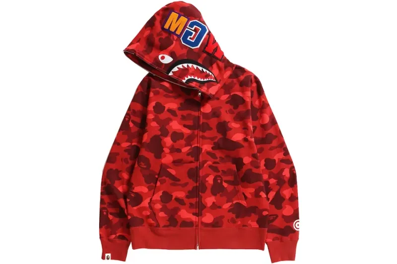 BAPE Color Camo Shark Full Zip Hoodie Red