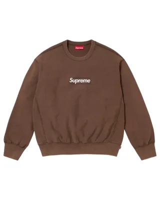 Supreme Washed Box Logo Crewneck Brown