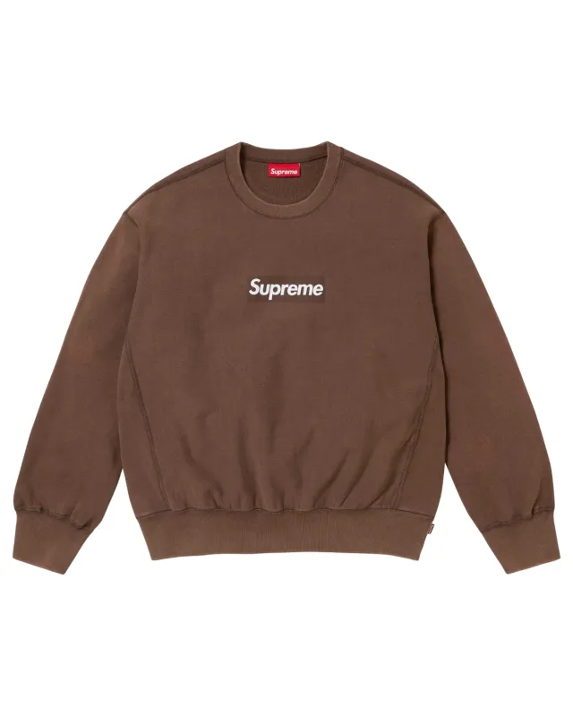 Supreme Washed Box Logo Crewneck Brown