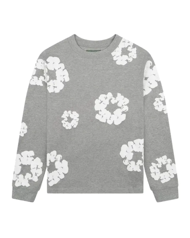 Denim Tears Long Sleeve Cotton Wreath T-shirt Grey