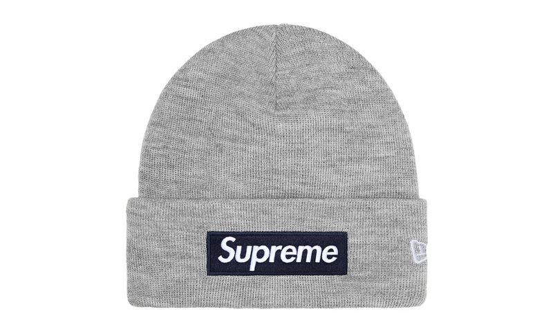 Supreme New Era Box Logo Beanie Heather Grey (FW25)