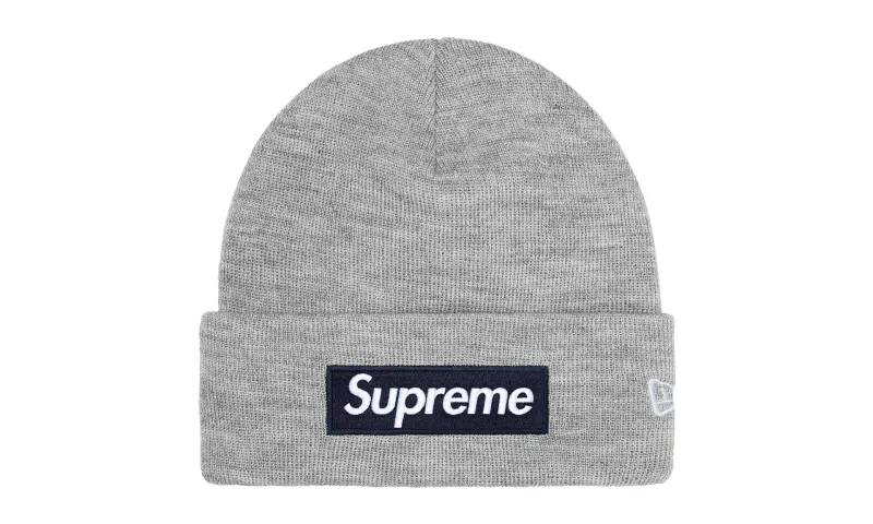 Supreme New Era Box Logo Beanie Heather Grey (FW25)