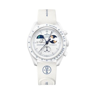 Swatch x Omega Bioceramic Moonswatch Mission To Earthphase Moonshine Gold White