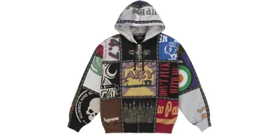Supreme Number (N)ine Patchwork Zip Up Hooded Sweatshirt Multicolor