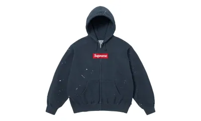 Supreme MM6 Maison Margiela Box Logo Zip Up Hooded Sweatshirt Navy