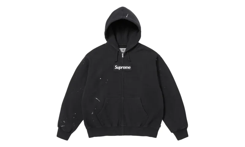 Supreme MM6 Maison Margiela Box Logo Zip Up Hooded Sweatshirt Black
