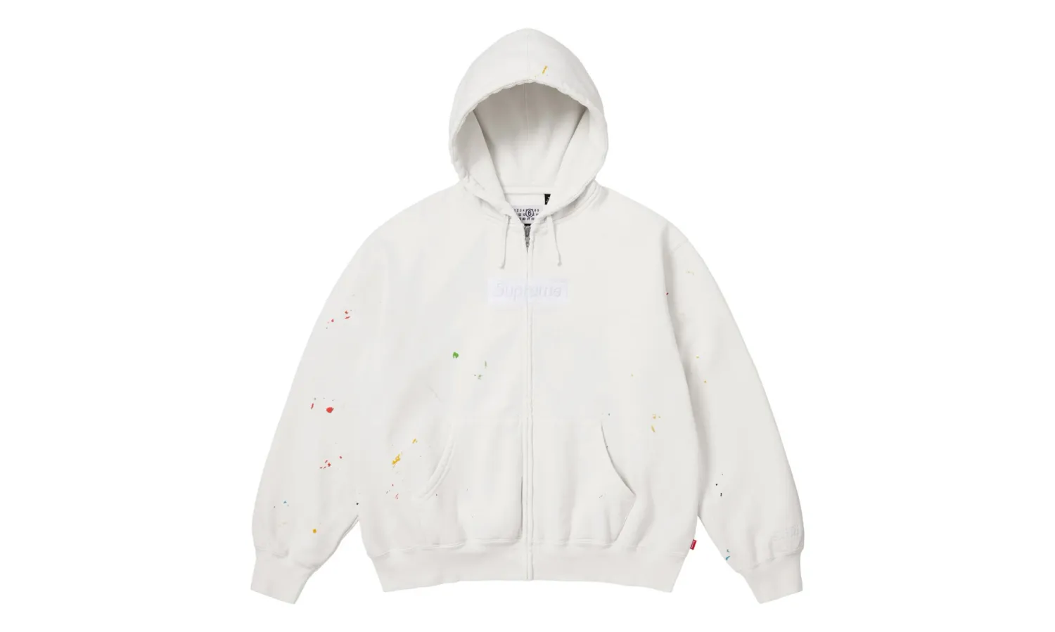 Supreme MM6 Maison Margiela Box Logo Zip Up Hooded Sweatshirt White