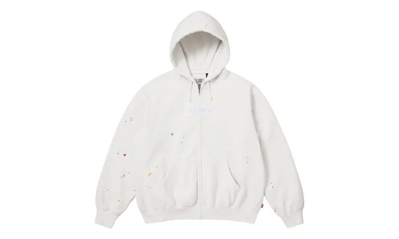 Supreme MM6 Maison Margiela Box Logo Zip Up Hooded Sweatshirt White