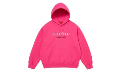 Supreme Classic Logo Hoodie Bright Fuchsia