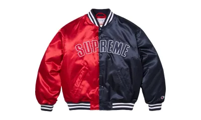 Supreme Champion Satin Varsity Jacket Red Navy