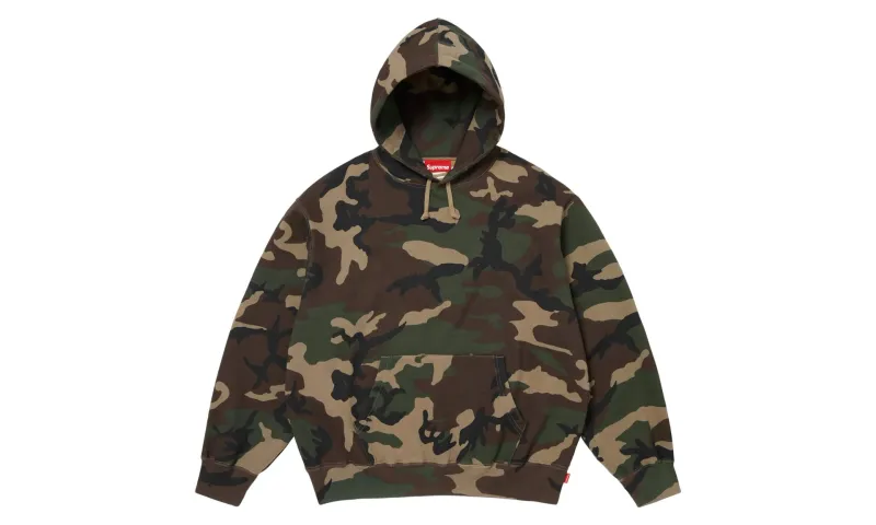 Supreme Satin Applique Hooded Sweatshirt Woodland Camo Supreme