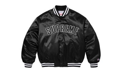 Supreme Champion Satin Varsity Jacket Black