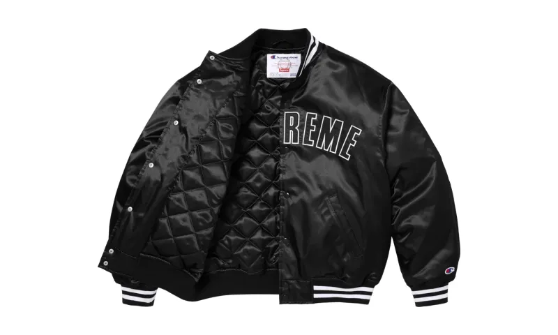 Supreme Champion Satin Varsity Jacket Black