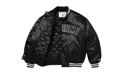 Supreme Champion Satin Varsity Jacket Black