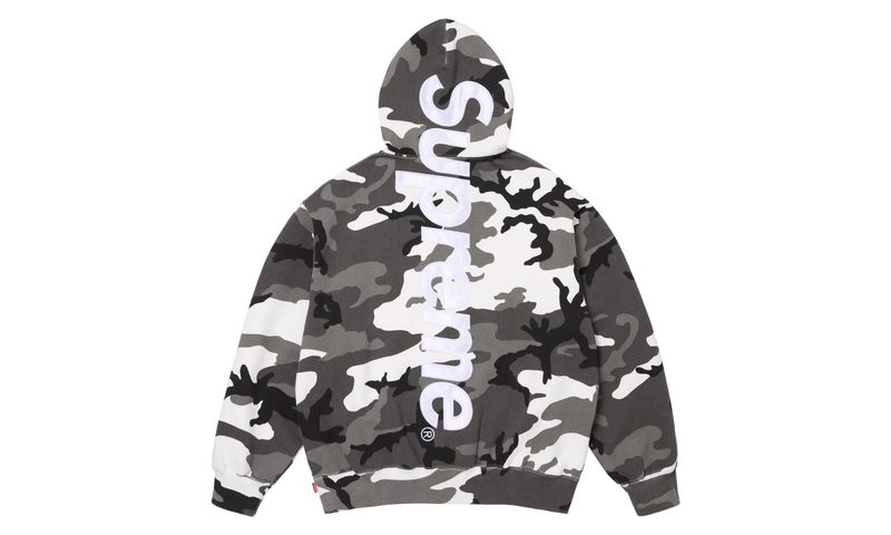 Supreme Satin Applique Hooded Sweatshirt Snow Camo