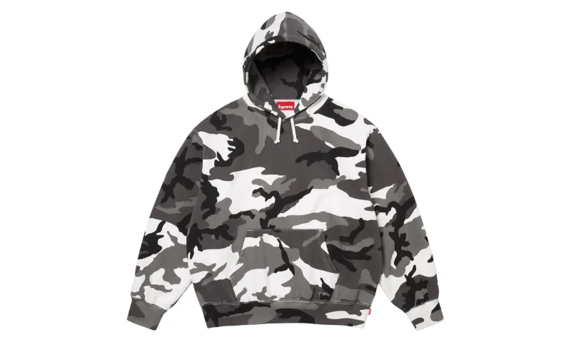 Supreme Satin Applique Hooded Sweatshirt Snow Camo