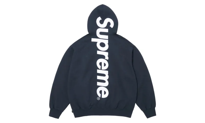 Supreme Satin Applique Hooded Sweatshirt Navy