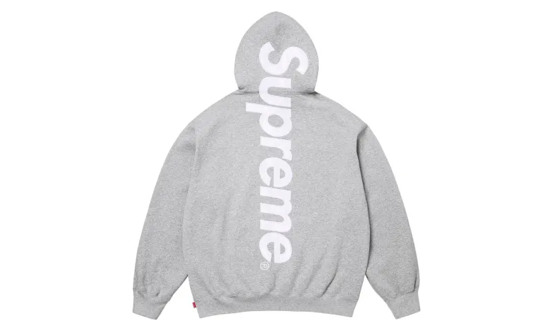 Supreme Satin Applique Hooded Sweatshirt Heather Grey