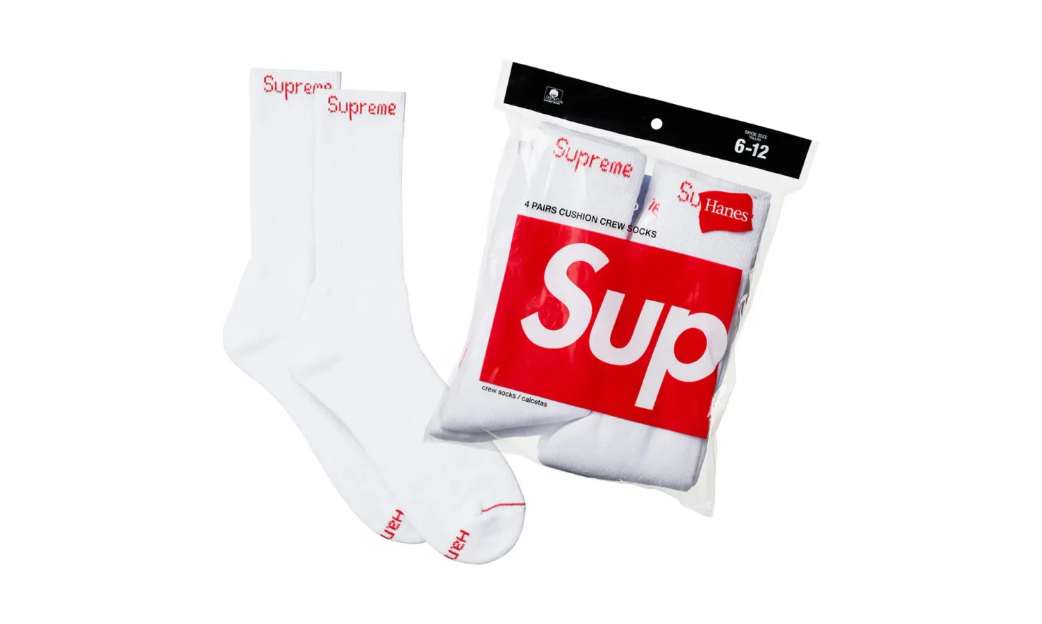 Supreme Skarpetki Białe Hanes (1 para)