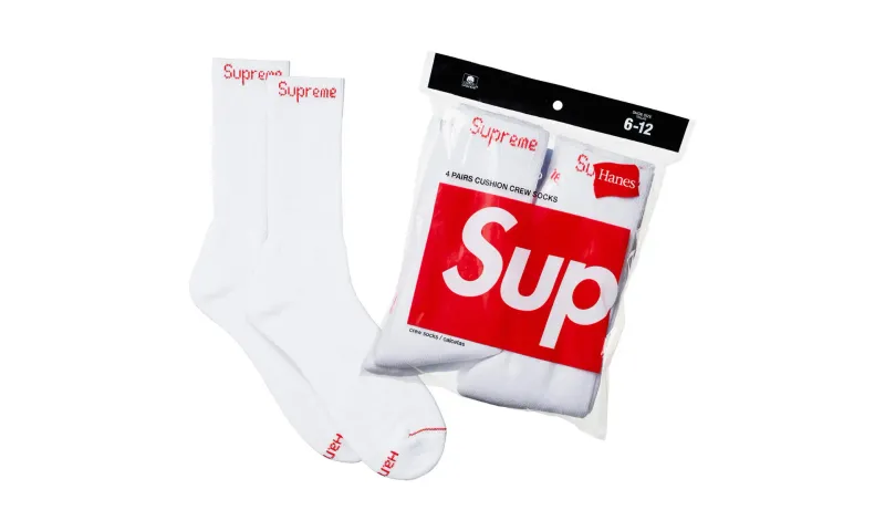 Supreme Skarpetki Białe Hanes (1 para)