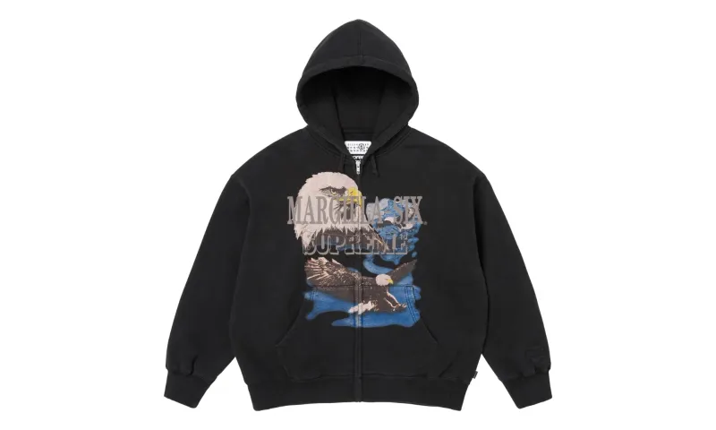 Supreme MM6 Maison Margiela Eagle Zip Up Hooded Sweatshirt Black