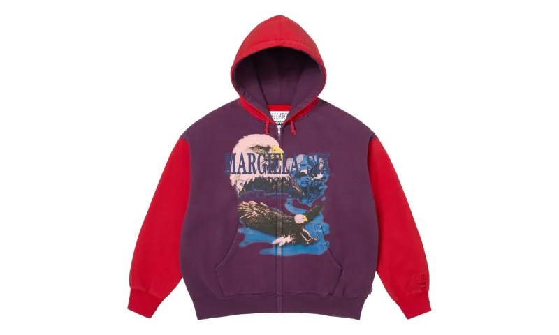 Supreme MM6 Maison Margiela Eagle Zip Up Hooded Sweatshirt Purple Red