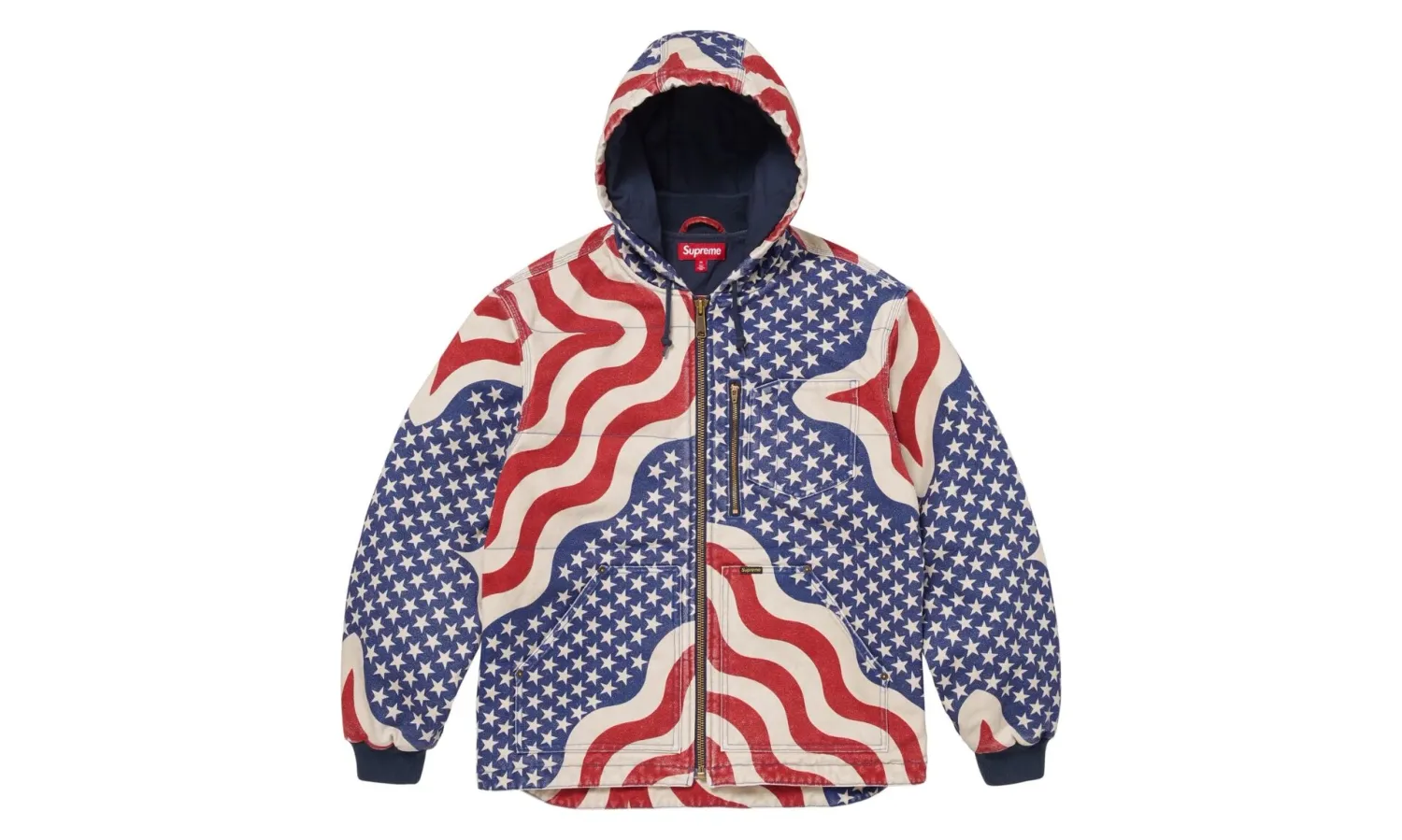 Supreme Flag Quilted Hooded Work Jacket Multicolor