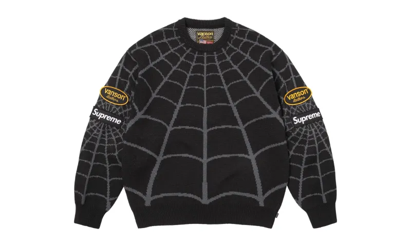 Supreme x Vanson Leathers Spider-Man Sweater Black