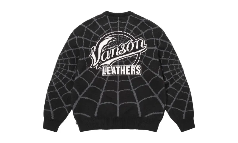 Supreme x Vanson Leathers Spider-Man Sweater Black