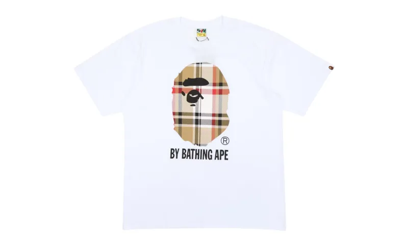BAPE A Bathing Ape Check by Bathing Tee White Beige