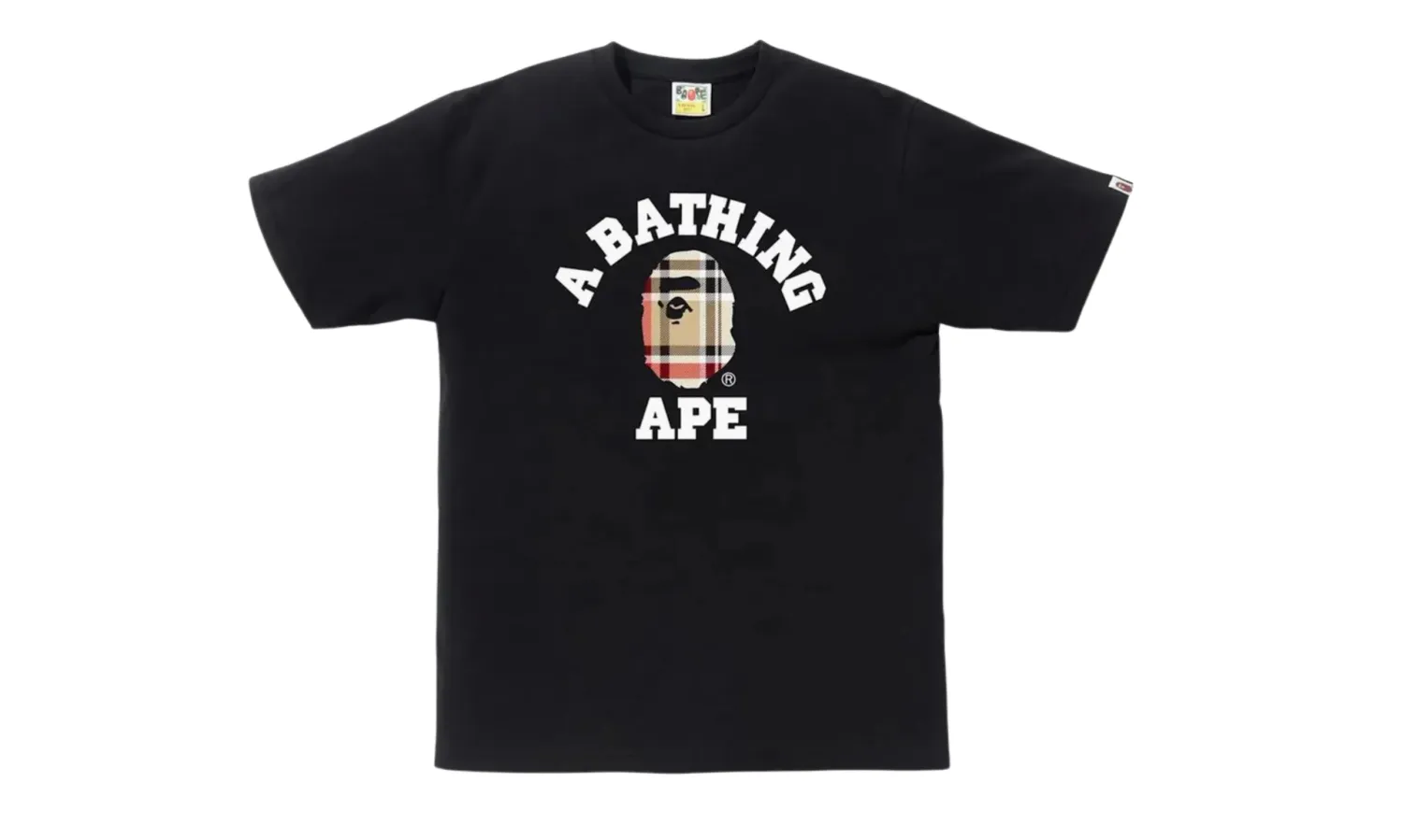 BAPE Check College Tee Black Beige