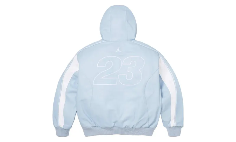 Supreme Jordan Hooded Leather Jacket Light Blue