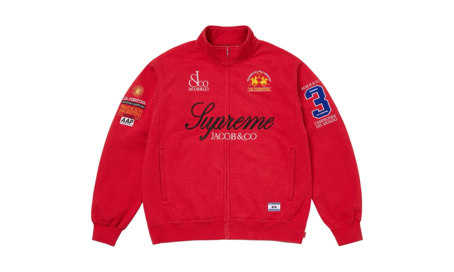 Supreme x La Martina x Jacob &amp; Co Zip Up Sweatshirt Red