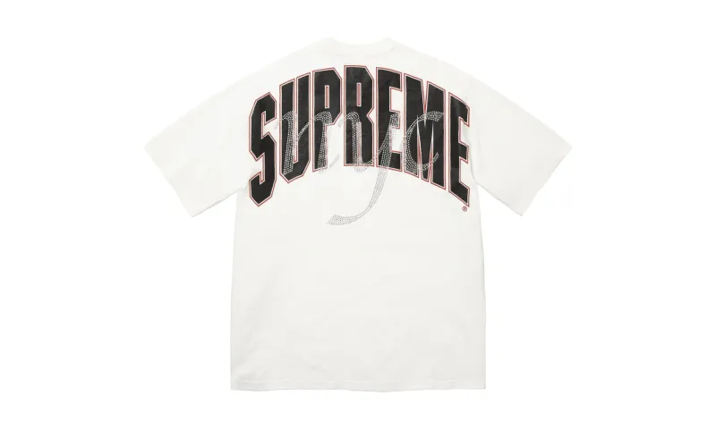 Supreme Rhinestone Script S/S Top White