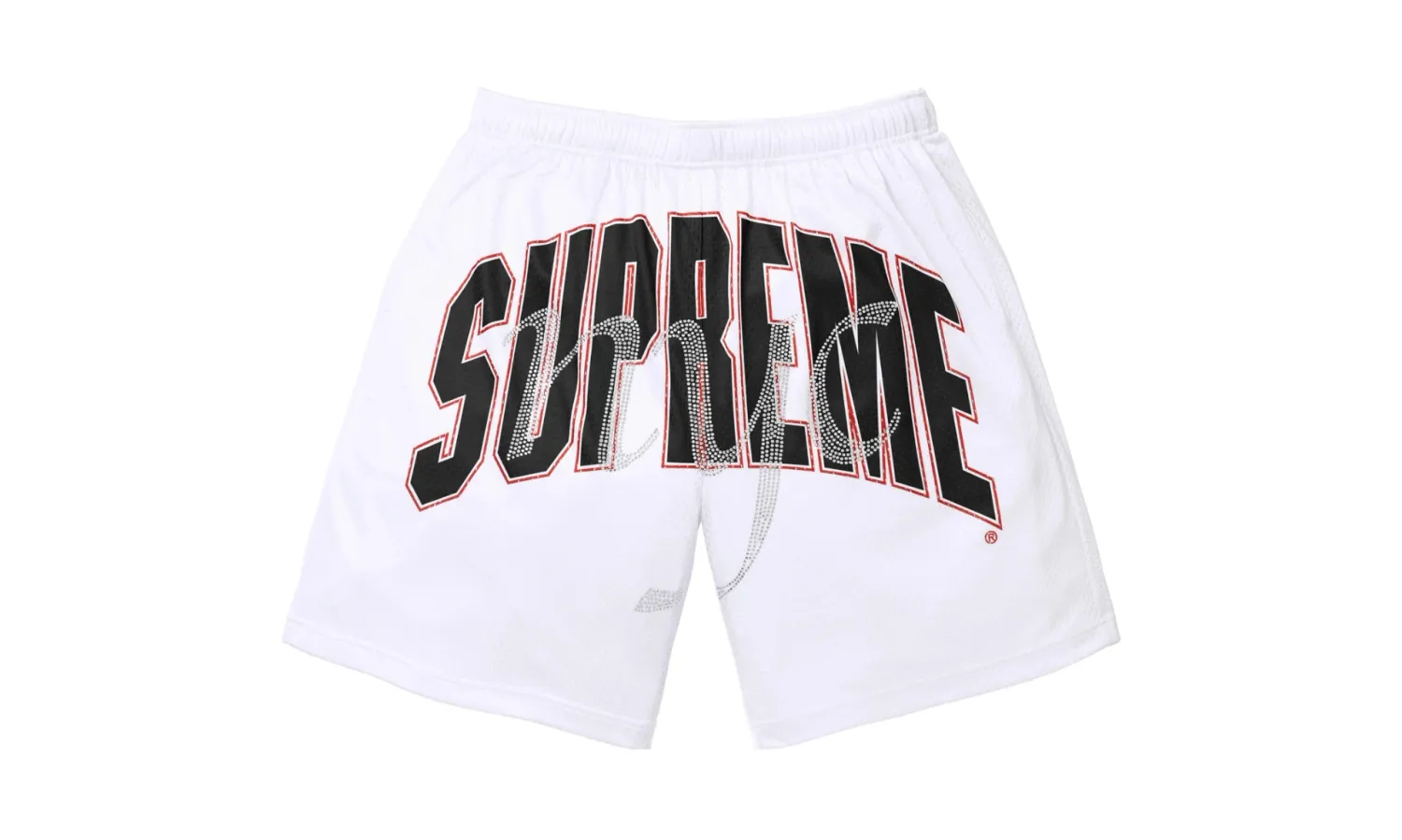 Supreme Rhinestone Mesh Short White