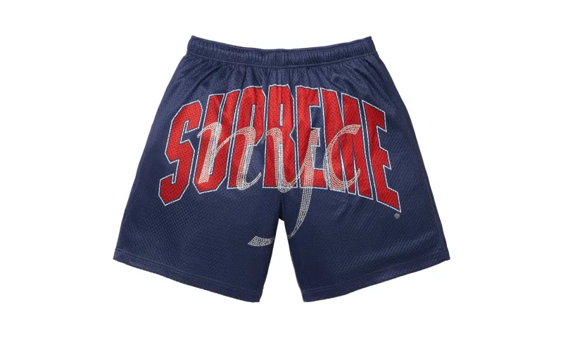 Supreme Rhinestone Mesh Short Navy