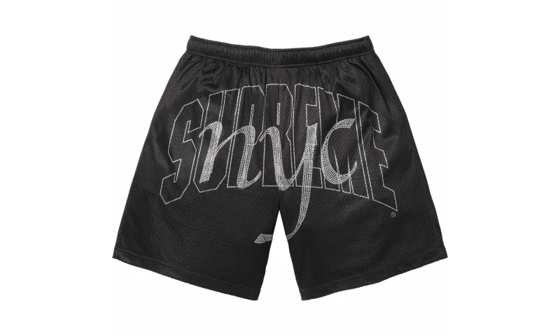Supreme Rhinestone Mesh Short Black