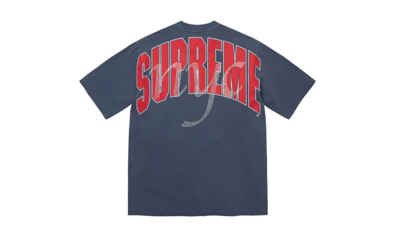 Supreme Rhinestone Script S/S Top Navy
